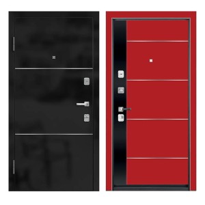Входная дверь Ле-гран black matte / red gloss